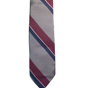 Robert Talbott Handmade Striped Silk Tie Burgundy & Gray 3" Width vintage